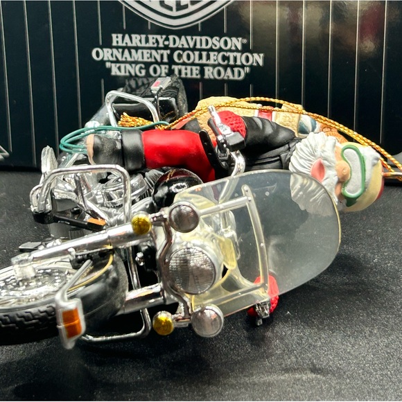 1997 Vintage King Of The Road Santa On A Harley-Davidson Ornament, In Org Box - Picture 9 of 11